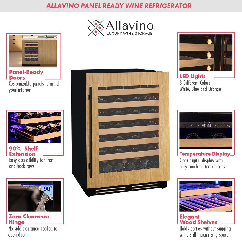 Allavino Wine Refrigerator 24" Single Zone Panel-Ready Design VCWR-24PRS-1R