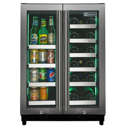 Allavino Wine Refrigerator 24" Dual-Door Stainless Steel Beverage Center VSBCW34FD-2S