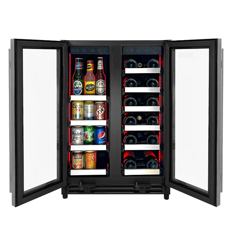 Allavino Wine Refrigerator 24" Dual-Door Stainless Steel Beverage Center VSBCW34FD-2S