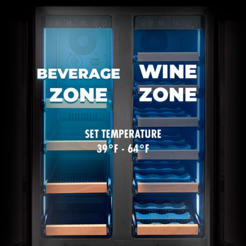 Allavino Wine Refrigerator 24" Dual-Door Stainless Steel Beverage Center VSBCW34FD-2S