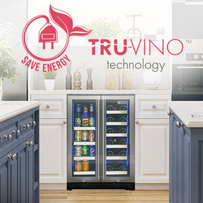 Allavino Wine Refrigerator 24" Dual-Door Stainless Steel Beverage Center VSBCW34FD-2S