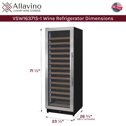 Allavino Reserva Series 163-Bottle Single Zone Wine Refrigerator 71" VSW16371S-1SL