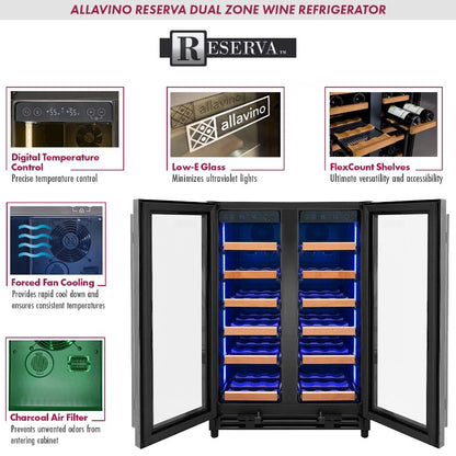 Allavino Reserva 36-Bottle Dual Zone Wine Refrigerator with French Doors VSW3634FD-2S