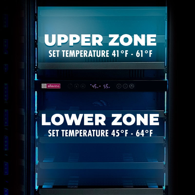 Allavino Reserva 67-Bottle Dual Zone Shallow Wine Cooler 71" VSW6771D-2BL