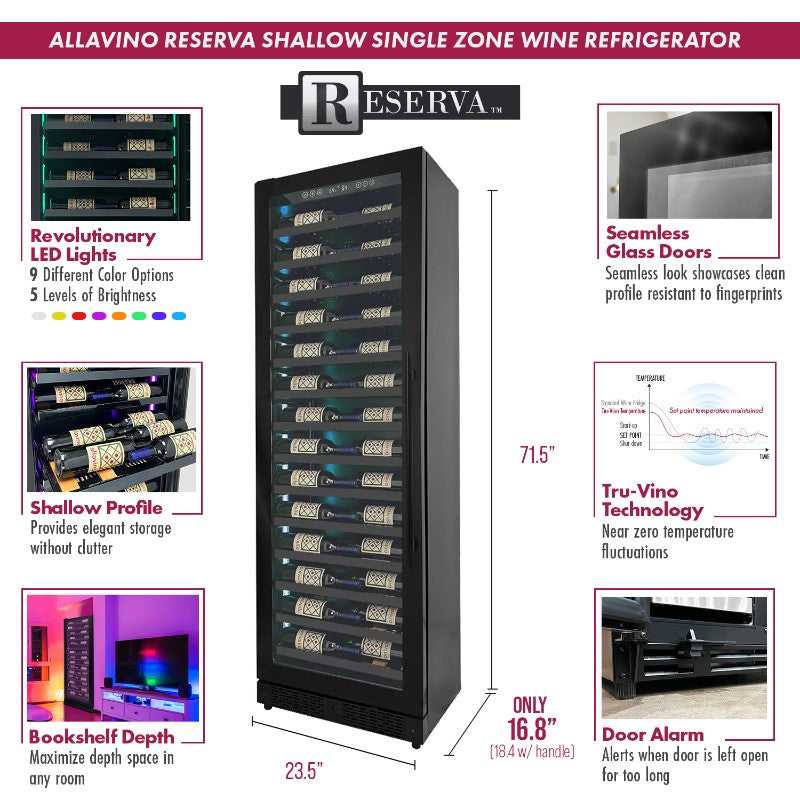 Allavino VSW6771S-1BL-WD 67-Bottle Single Zone Wine Refrigerator