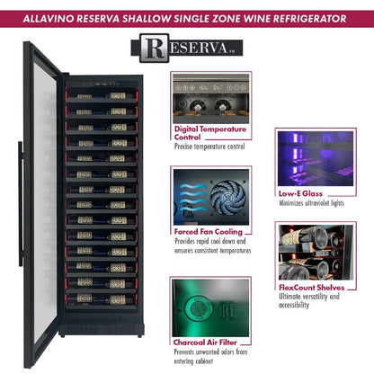 Allavino Wine Cooler 67 Bottle Single Zone Shallow Black Console VSW6771S-1BL