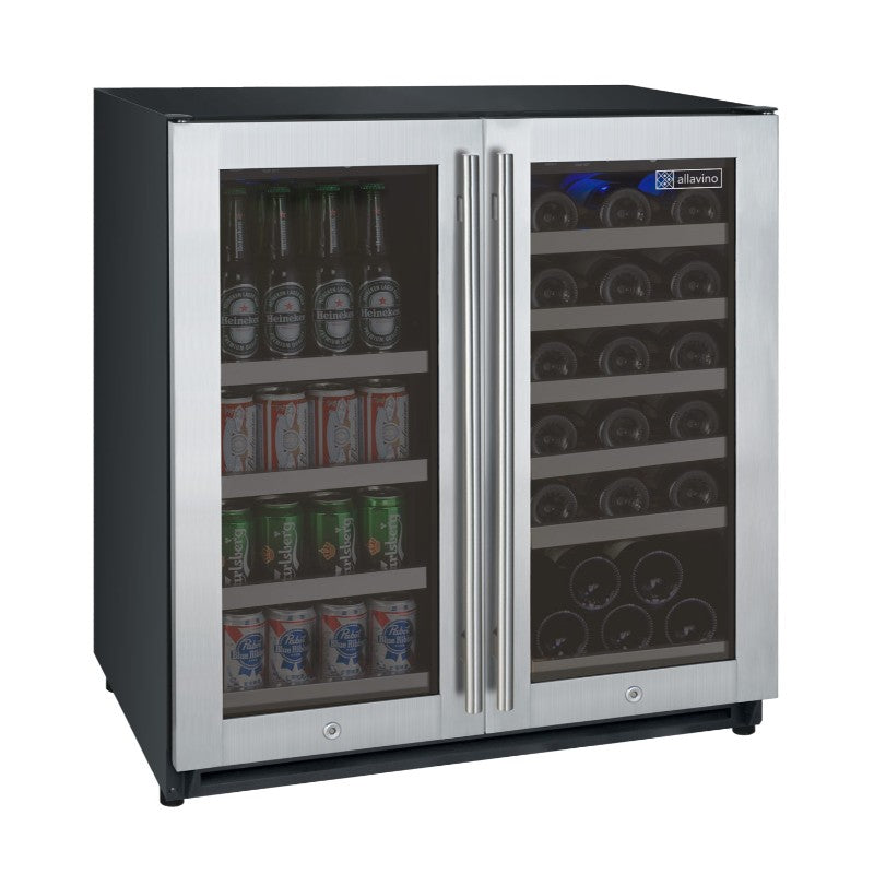 Allavino 30" Dual Zone Wine & Beverage Fridge – 30 Bottle / 88 Can VSWB30-2SF20