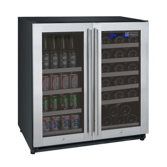 Allavino 30" Dual Zone Wine & Beverage Fridge – 30 Bottle / 88 Can VSWB30-2SF20