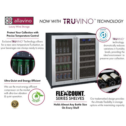 Allavino 30" Dual Zone Wine & Beverage Fridge – 30 Bottle / 88 Can VSWB30-2SF20
