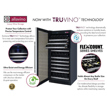 Allavino Wine Refrigerator 24" 128 Bottle Single Zone Tru-Vino – VSWR128-1SL20