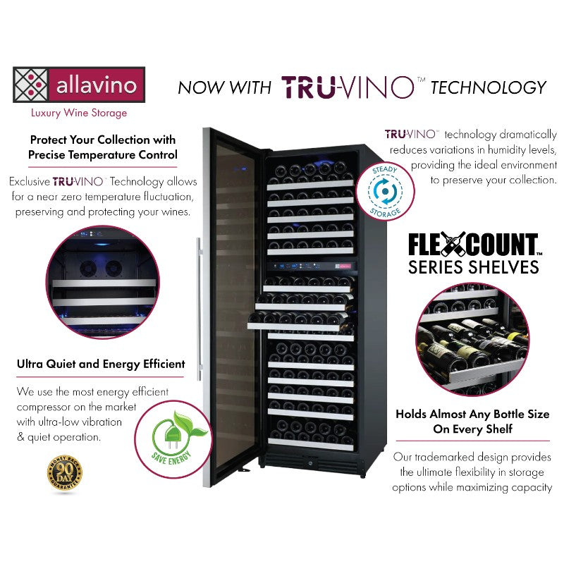 Allavino 24" Wine Refrigerator 172-Bottle Dual Zone Tru-Vino VSWR172-2SL20