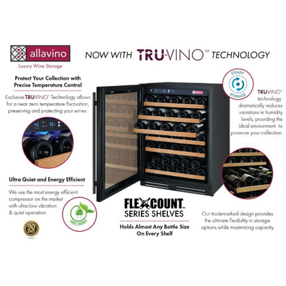 Allavino 56-Bottle Single Zone Built-In Wine Refrigerator FlexCount in Black VSWR56-1BL20