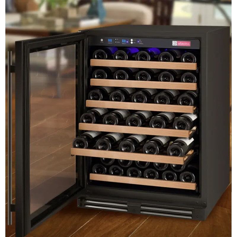 Allavino 56-Bottle Single Zone Built-In Wine Refrigerator FlexCount in Black VSWR56-1BL20