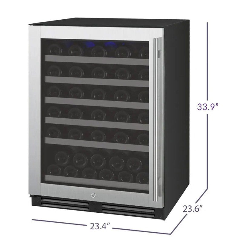 Allavino 56-Bottle Single Zone Built-In Wine Refrigerator FlexCount in Stainless Steel VSWR56-1SL20