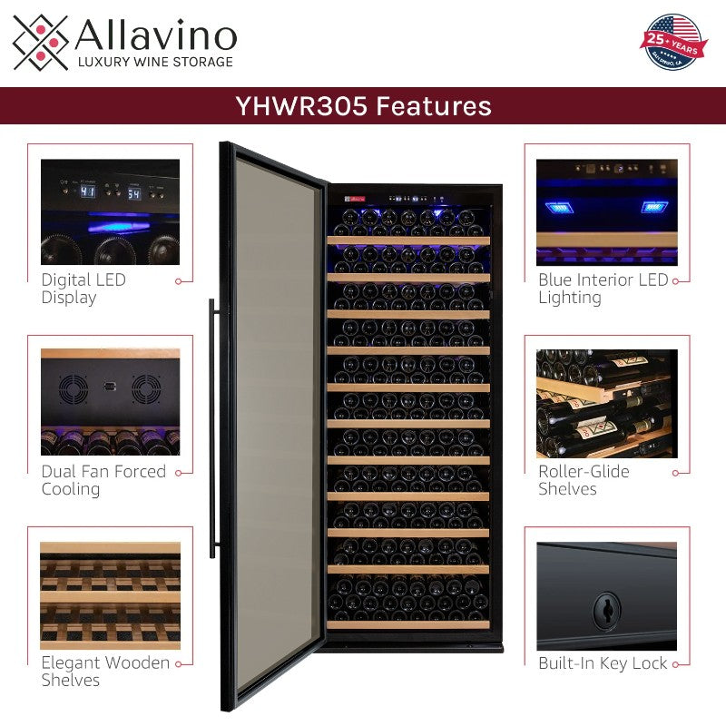 Allavino Wine Refrigerator 277 Bottle Single Zone Tru-Vino Black – YHWR305-1BL20