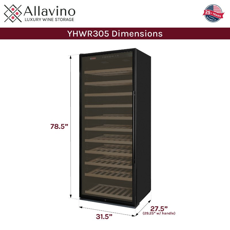 Allavino Wine Refrigerator 277 Bottle Single Zone Tru-Vino Black – YHWR305-1BL20
