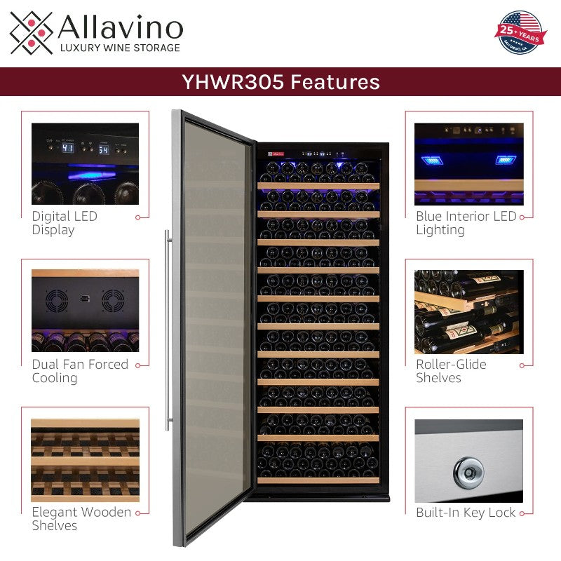 Allavino Wine Refrigerator 277 Bottle Single Zone Stainless Steel – YHWR305-1SL20