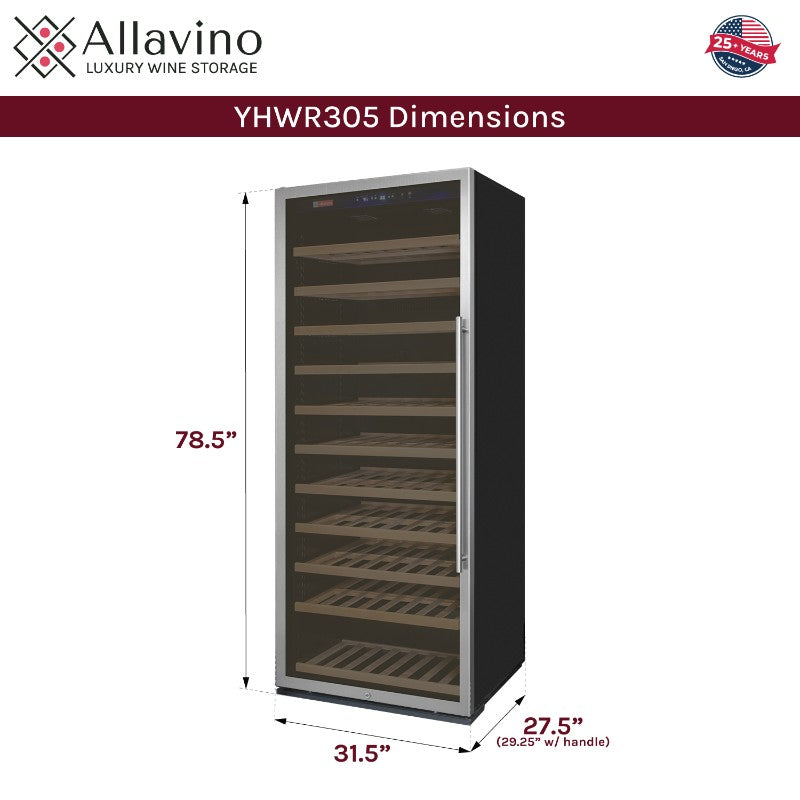 Allavino Wine Refrigerator 277 Bottle Single Zone Stainless Steel – YHWR305-1SL20