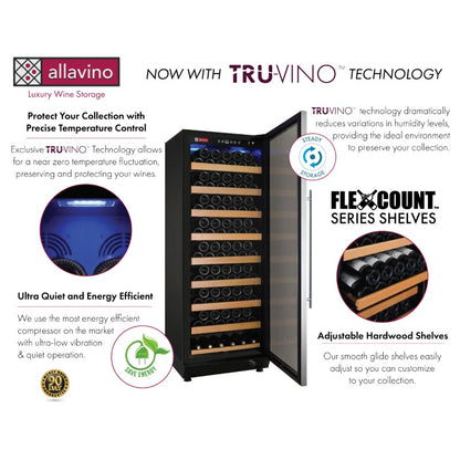 Allavino Wine Refrigerator 99 Bottle Single Zone Black Door YHWR99-1SR20
