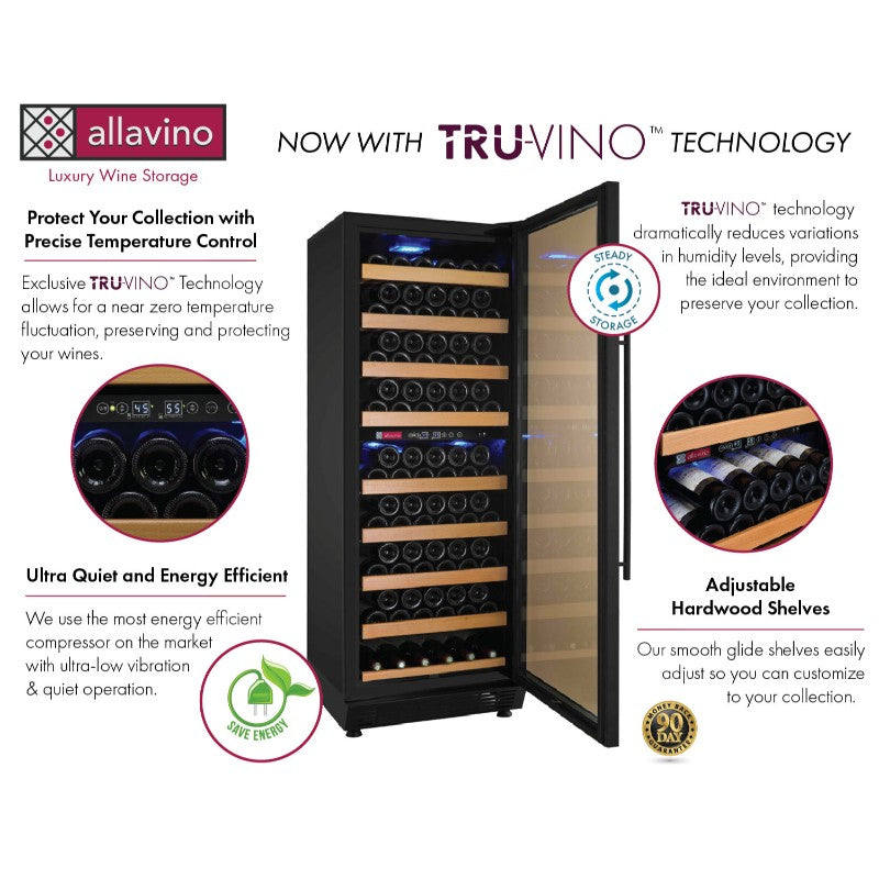 Allavino 24" Wine Refrigerator 99-Bottle Dual Zone Tru-Vino YHWR99-2BR20