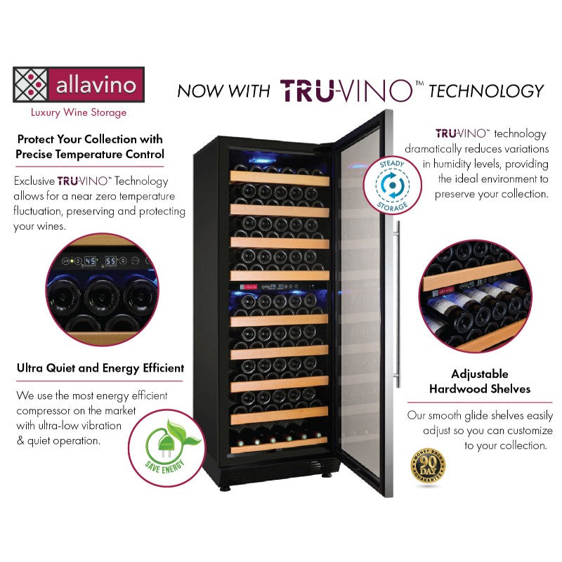 Allavino 24" Wine Refrigerator 99-Bottle Dual Zone Tru-Vino YHWR99-2SR20